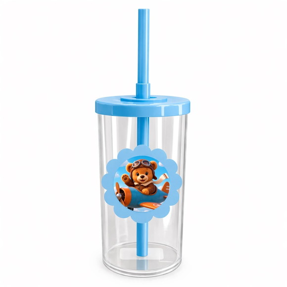 Copo Short Drink Flor Personalizado Ursinho Aviador - Imagem 2