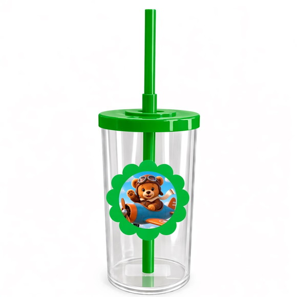 Copo Short Drink Flor Personalizado Ursinho Aviador - Imagem 4