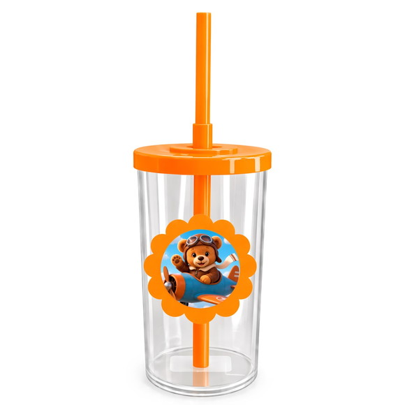 Copo Short Drink Flor Personalizado Ursinho Aviador - Imagem 3