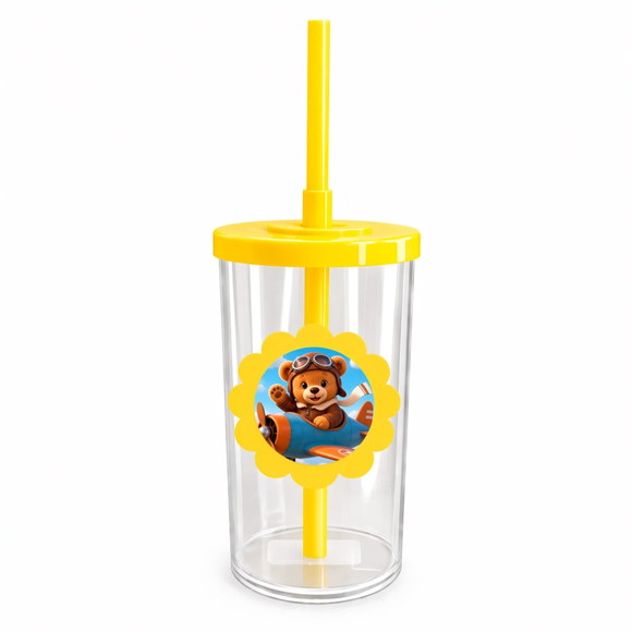 Copo Short Drink Flor Personalizado Ursinho Aviador - Imagem 5