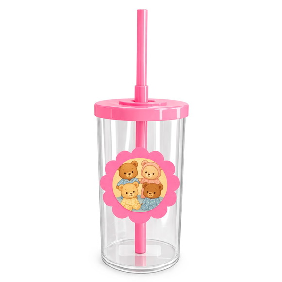 Copo Short Drink Flor Personalizado Ursinhos de Pijama