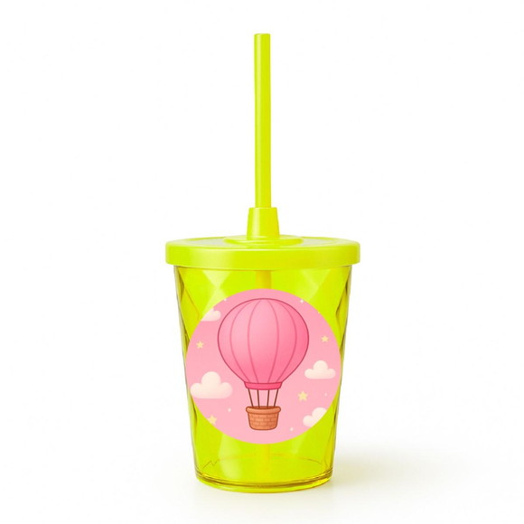 Copo Twister Personalizado 300ml Balão de Ar Rosa