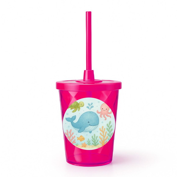 Copo Twister Personalizado 300ml Baleia Aquarela - Imagem 2