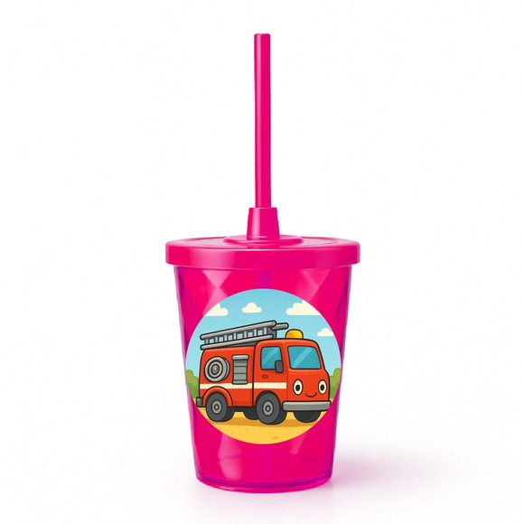 Copo Twister Personalizado 300ml Caminhão de Bombeiro - Imagem 2