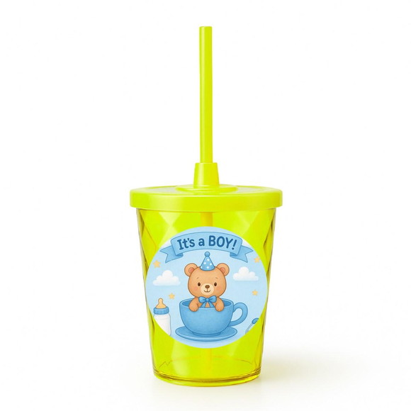 Copo Twister Personalizado 300ml Chá de Bebê Menino