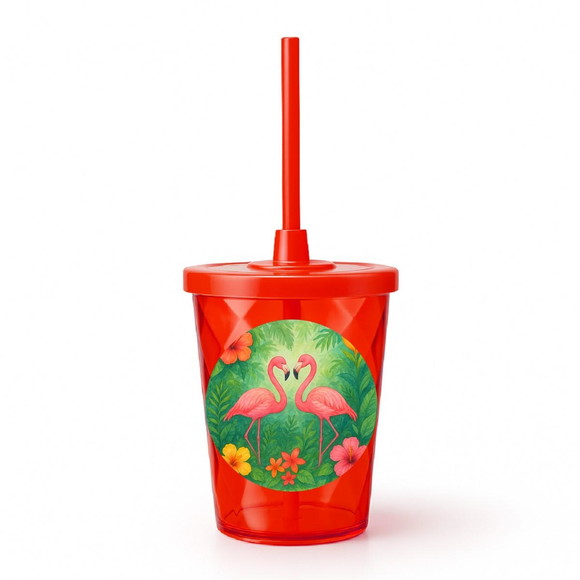 Copo Twister Personalizado 300ml Flamingo Aquarela - Imagem 5