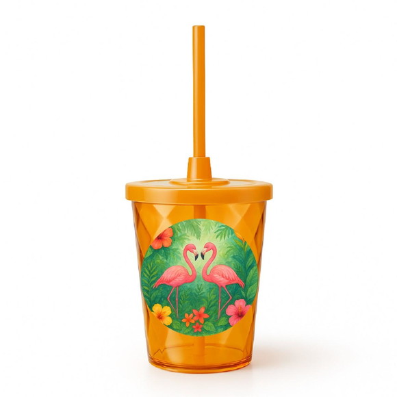 Copo Twister Personalizado 300ml Flamingo Aquarela - Imagem 4