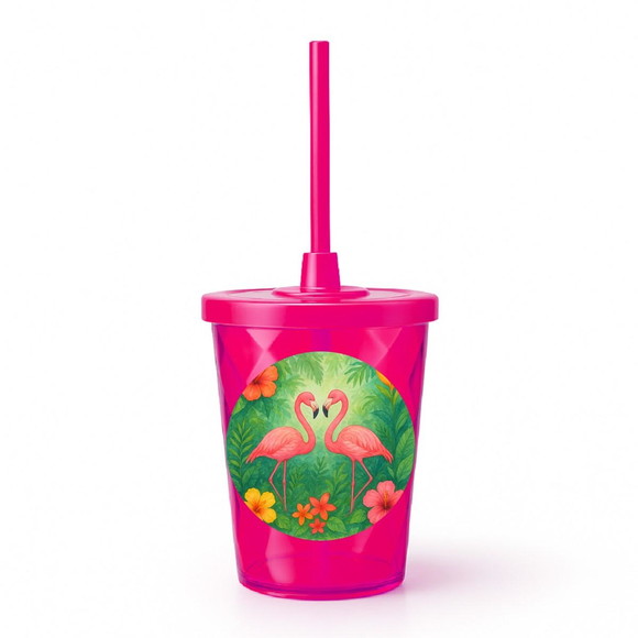 Copo Twister Personalizado 300ml Flamingo Aquarela - Imagem 2