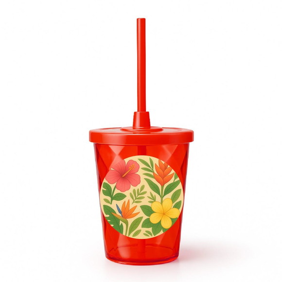 Copo Twister Personalizado 300ml Flores Tropicais - Imagem 5