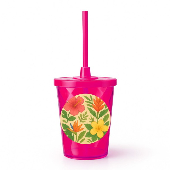 Copo Twister Personalizado 300ml Flores Tropicais - Imagem 2