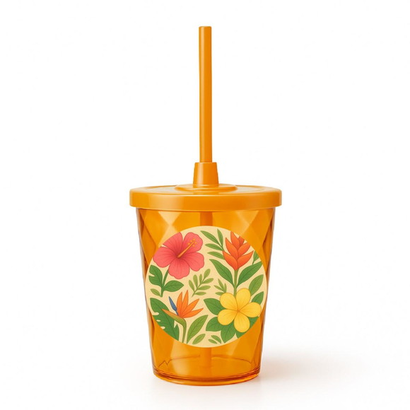 Copo Twister Personalizado 300ml Flores Tropicais - Imagem 4