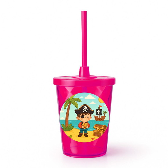 Copo Twister Personalizado 300ml Ilha Pirata - Imagem 2