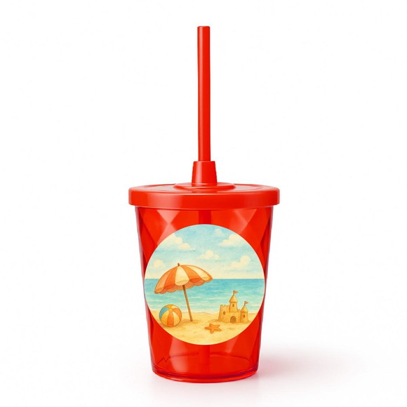 Copo Twister Personalizado 300ml Mar e Praia Aquarela - Imagem 5