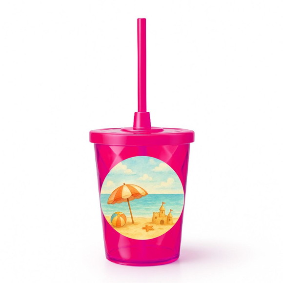 Copo Twister Personalizado 300ml Mar e Praia Aquarela - Imagem 2