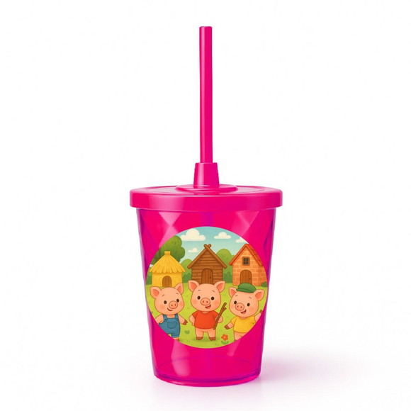 Copo Twister Personalizado 300ml os Três Porquinhos - Imagem 2