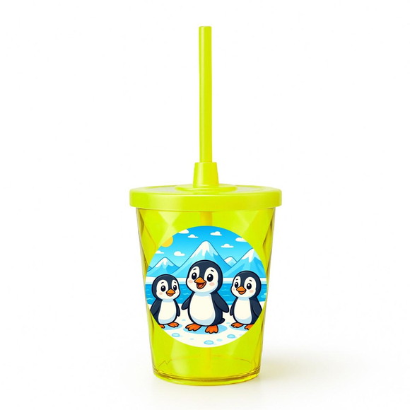 Copo Twister Personalizado 300ml Pinguins