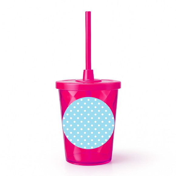 Copo Twister Personalizado 300ml Poá Azul Bebê - Imagem 2