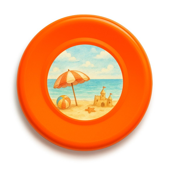 Disco de Arremesso Frisbee Mar e Praia Aquarela - Imagem 2