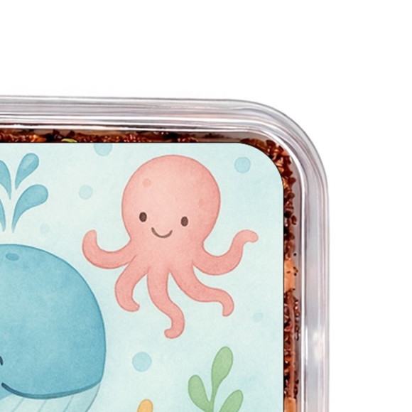 Embalagem Bolo Docinhos Personalizada Baleia Aquarela - Imagem 3