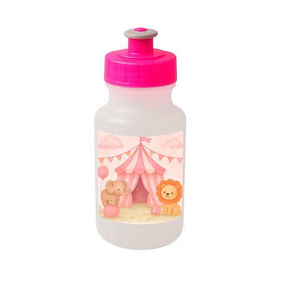 Garrafinha Squeeze Personalizada Circo Rosa Aquarela - Imagem 3