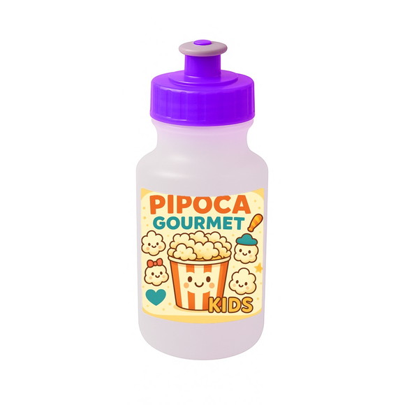 Garrafinha Squeeze Personalizada Pipoca Gourmet Kids - Imagem 5