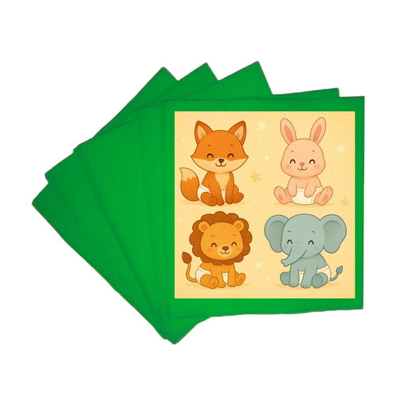 Guardanapo de Papel Personalizado Animais Fofinhos Baby - Imagem 4