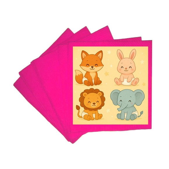 Guardanapo de Papel Personalizado Animais Fofinhos Baby - Imagem 3