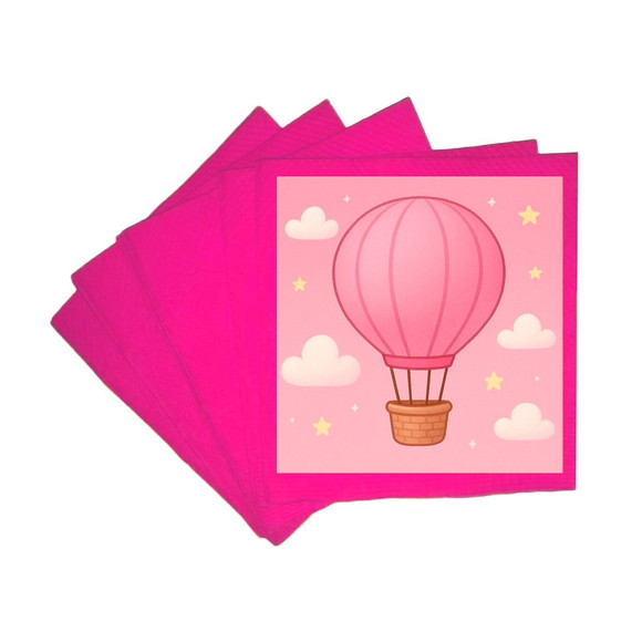 Guardanapo de Papel Personalizado Balão de Ar Rosa - Imagem 3
