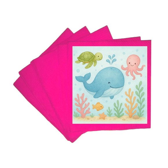 Guardanapo de Papel Personalizado Baleia Aquarela - Imagem 3