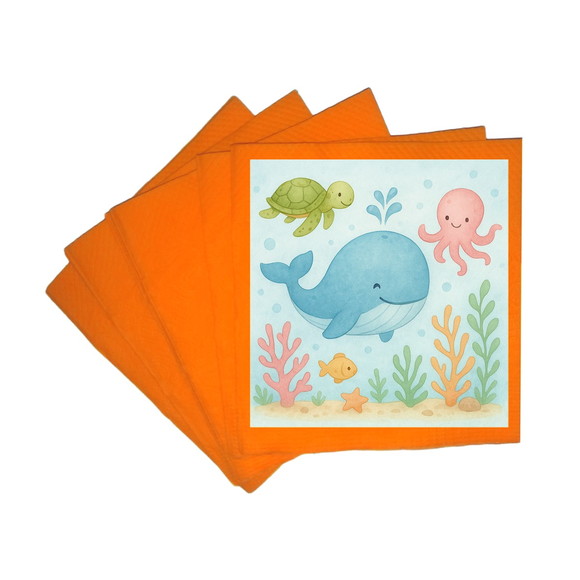 Guardanapo de Papel Personalizado Baleia Aquarela - Imagem 5