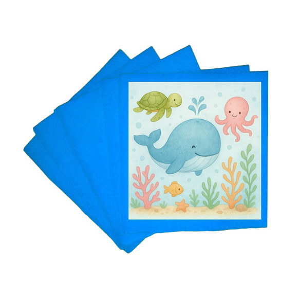 Guardanapo de Papel Personalizado Baleia Aquarela - Imagem 2