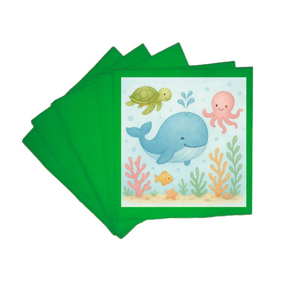 Guardanapo de Papel Personalizado Baleia Aquarela - Imagem 4