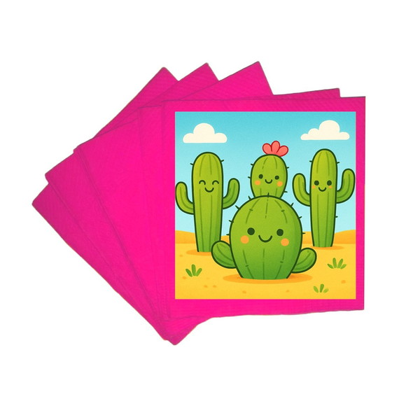 Guardanapo de Papel Personalizado Cactos Fofos - Imagem 3