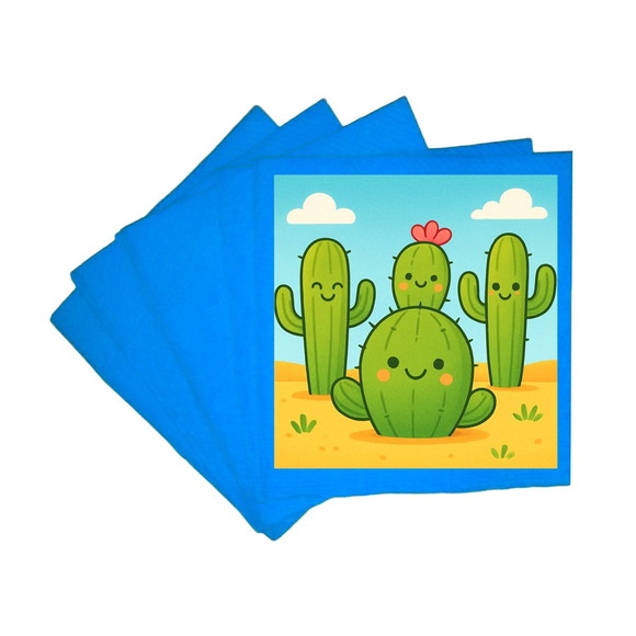 Guardanapo de Papel Personalizado Cactos Fofos - Imagem 2