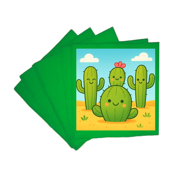 Guardanapo de Papel Personalizado Cactos Fofos - Imagem 4