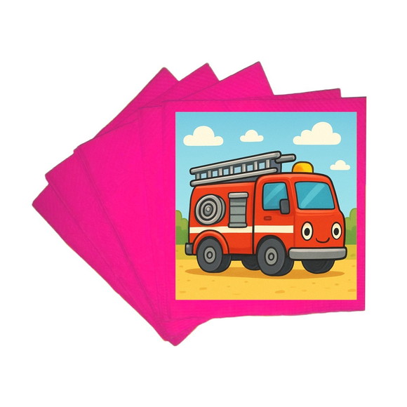 Guardanapo de Papel Personalizado Caminhão de Bombeiro - Imagem 3