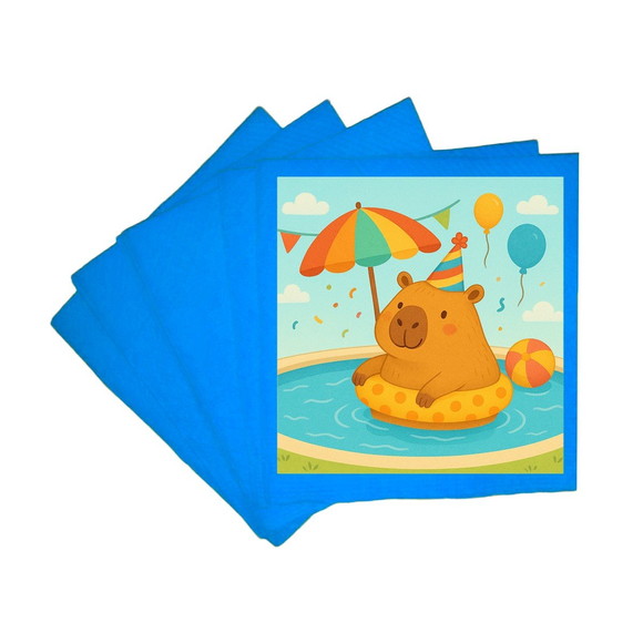 Guardanapo de Papel Personalizado Capivara Pool Party - Imagem 2