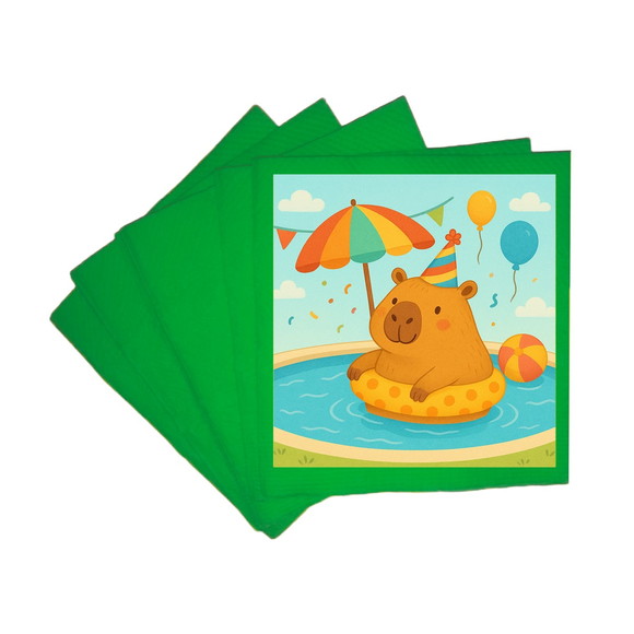 Guardanapo de Papel Personalizado Capivara Pool Party - Imagem 4
