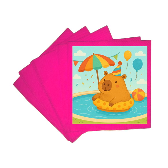 Guardanapo de Papel Personalizado Capivara Pool Party - Imagem 3