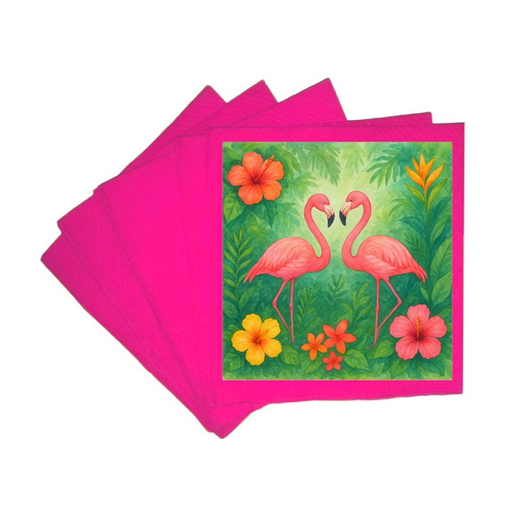 Guardanapo de Papel Personalizado Flamingo Aquarela - Imagem 3