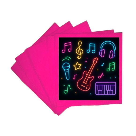 Guardanapo de Papel Personalizado Neon Musical - Imagem 3