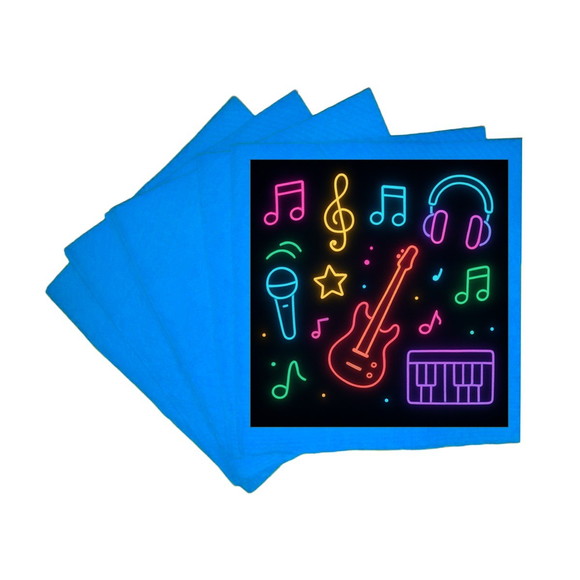 Guardanapo de Papel Personalizado Neon Musical - Imagem 2