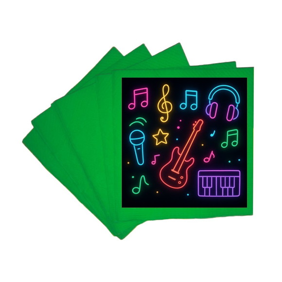 Guardanapo de Papel Personalizado Neon Musical - Imagem 4