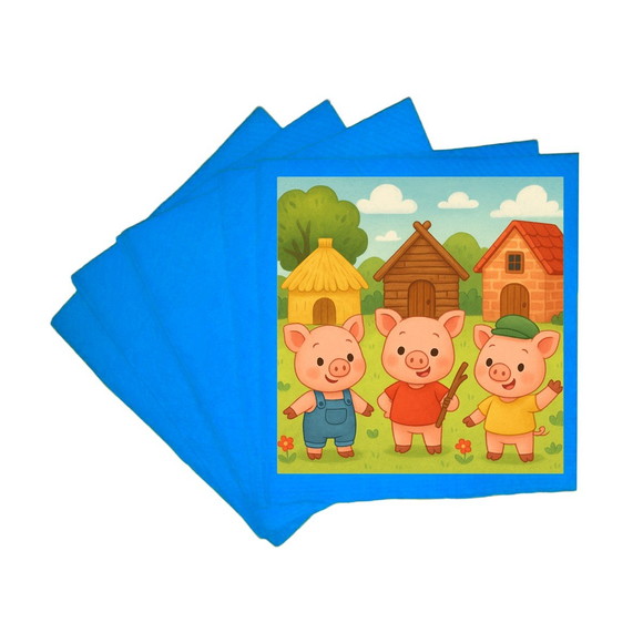 Guardanapo de Papel Personalizado os Três Porquinhos - Imagem 2