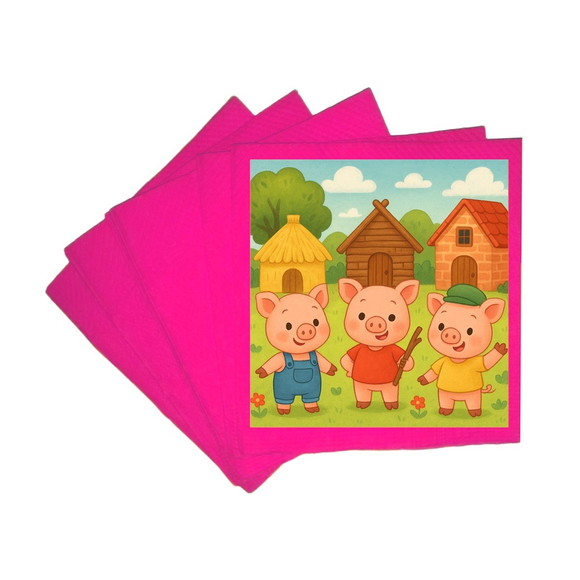 Guardanapo de Papel Personalizado os Três Porquinhos - Imagem 3