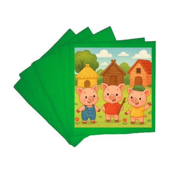 Guardanapo de Papel Personalizado os Três Porquinhos - Imagem 4