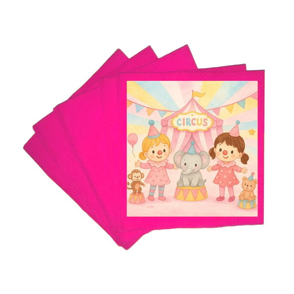 Guardanapo de Papel Personalizado Palhacinhas Aquarela - Imagem 3