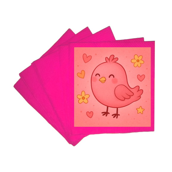 Guardanapo de Papel Personalizado Passarinho Rosa - Imagem 3
