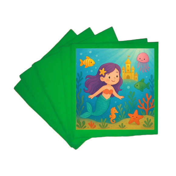 Guardanapo de Papel Personalizado Reino Subaquático - Imagem 4