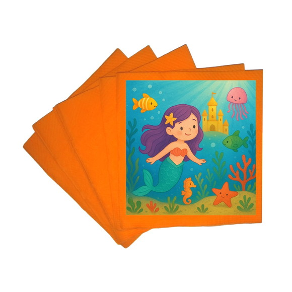 Guardanapo de Papel Personalizado Reino Subaquático - Imagem 5
